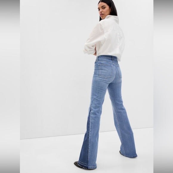 70s Flare Patch Denim Jeans - Size 30 TALL (10T) - Picture 3 of 7